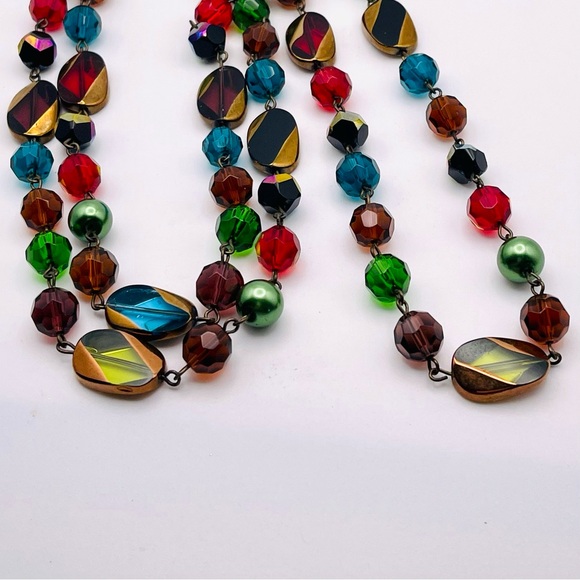Gorgeous Vintage Long Strand Glass Beads in Vibrant Jewel Tone Colors - Picture 10 of 16
